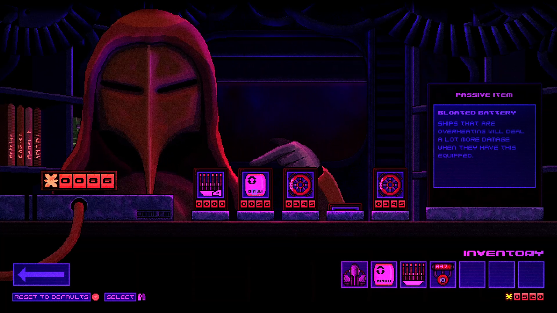 Devoid Game - Merchant selling items to a pilot in outer space