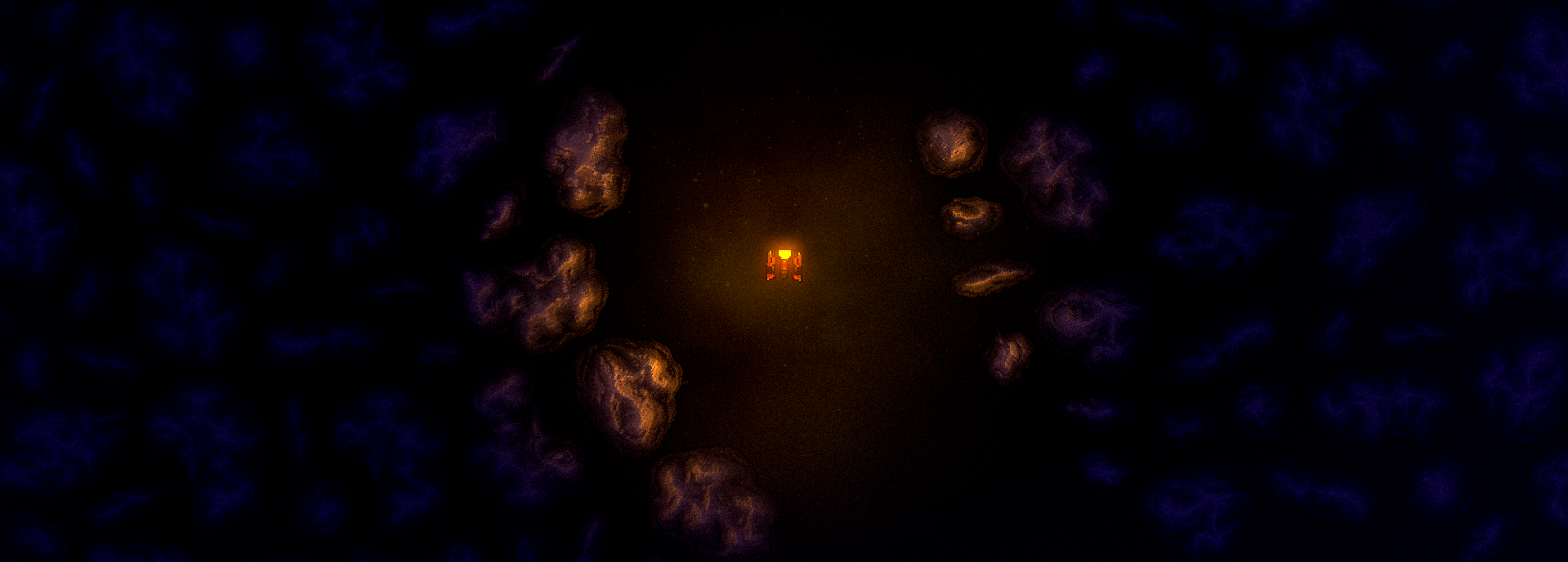 Devoid Gameplay - Pilot flying through a dark and moody space dungeon