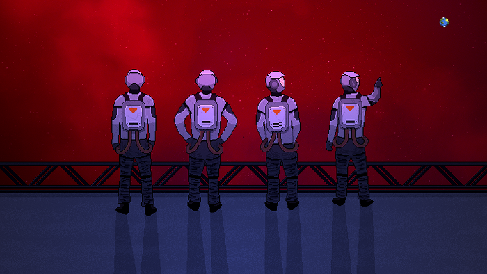 Devoid Game: Pilots at dock looking out into space