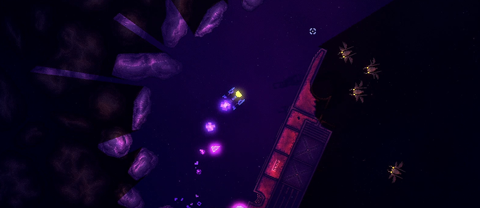 Devoid gameplay: Pilot hiding from Saprobes behind debris