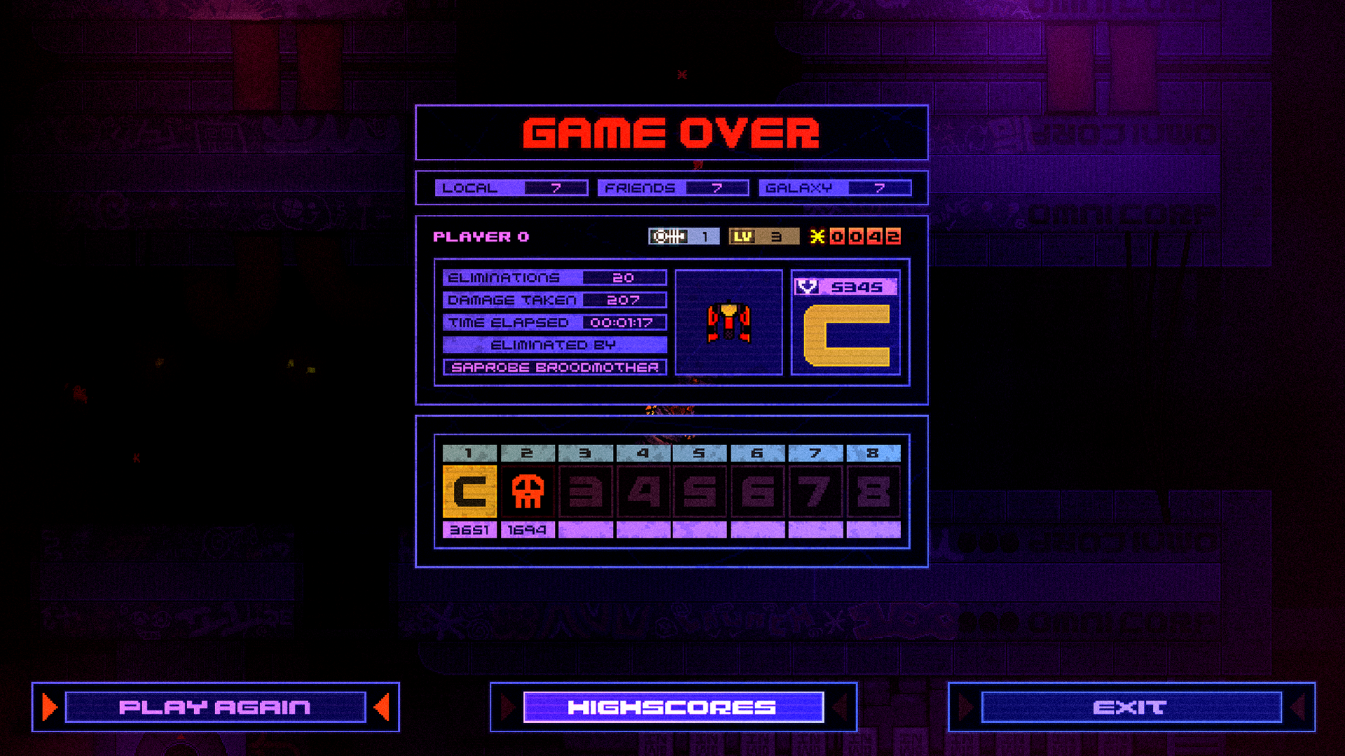 Devoid Game UI/UX - Game Over Screen
